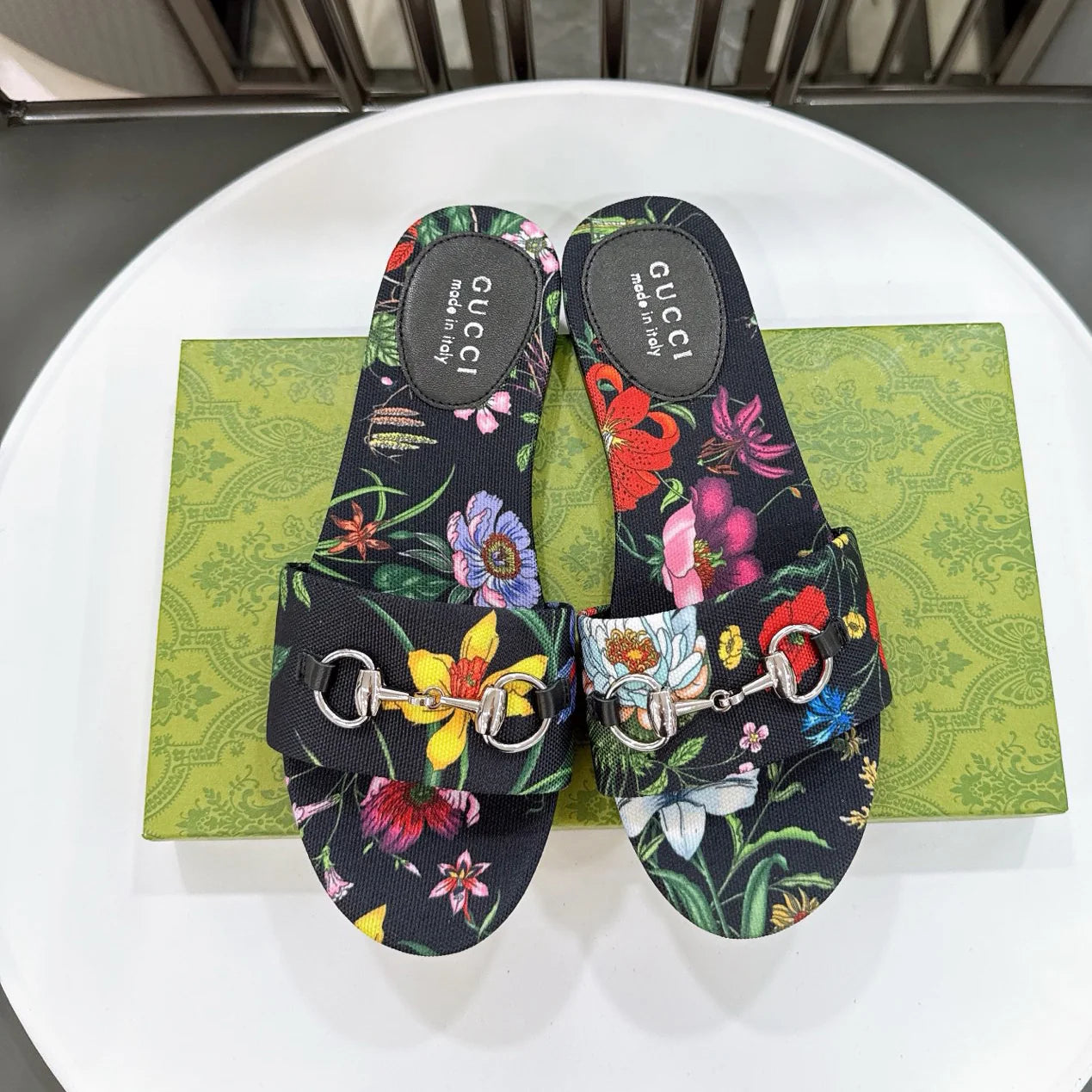New Floral Horsebit Buckle Women's Slippers 1025070413