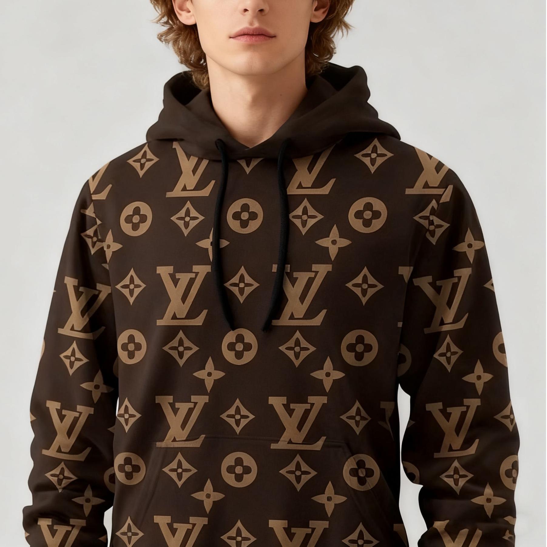V Logo brown Loose printed hooded 3D0725110901