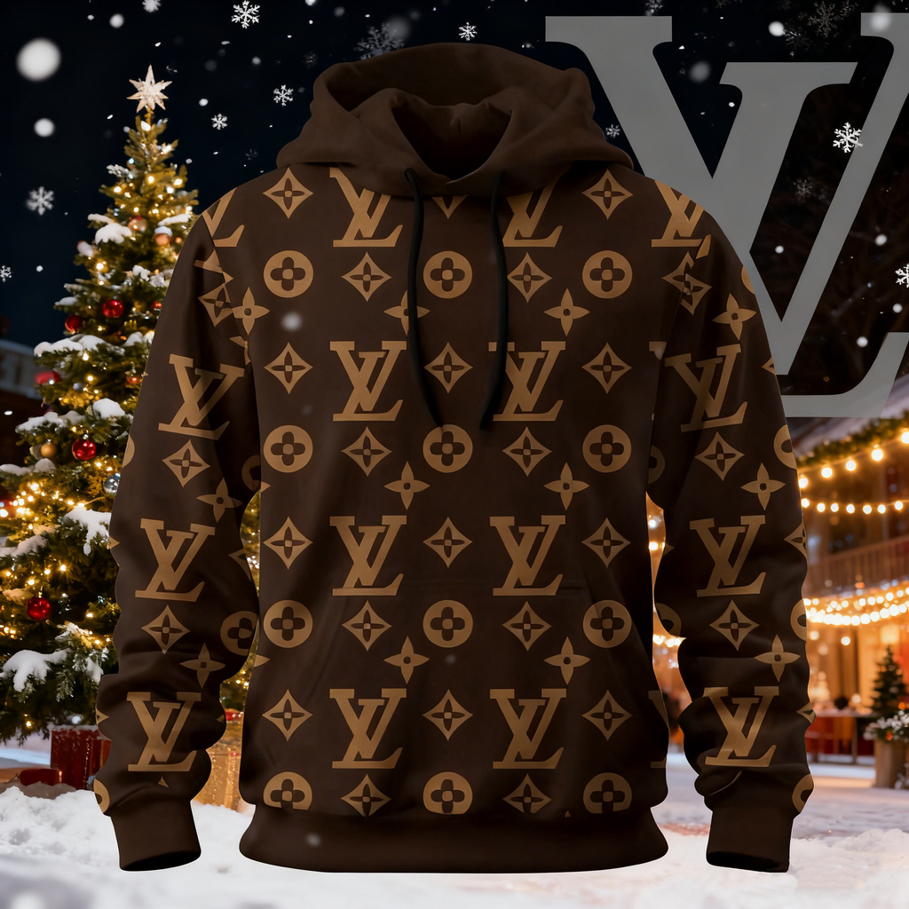 V Logo brown Loose printed hooded 3D0725110901