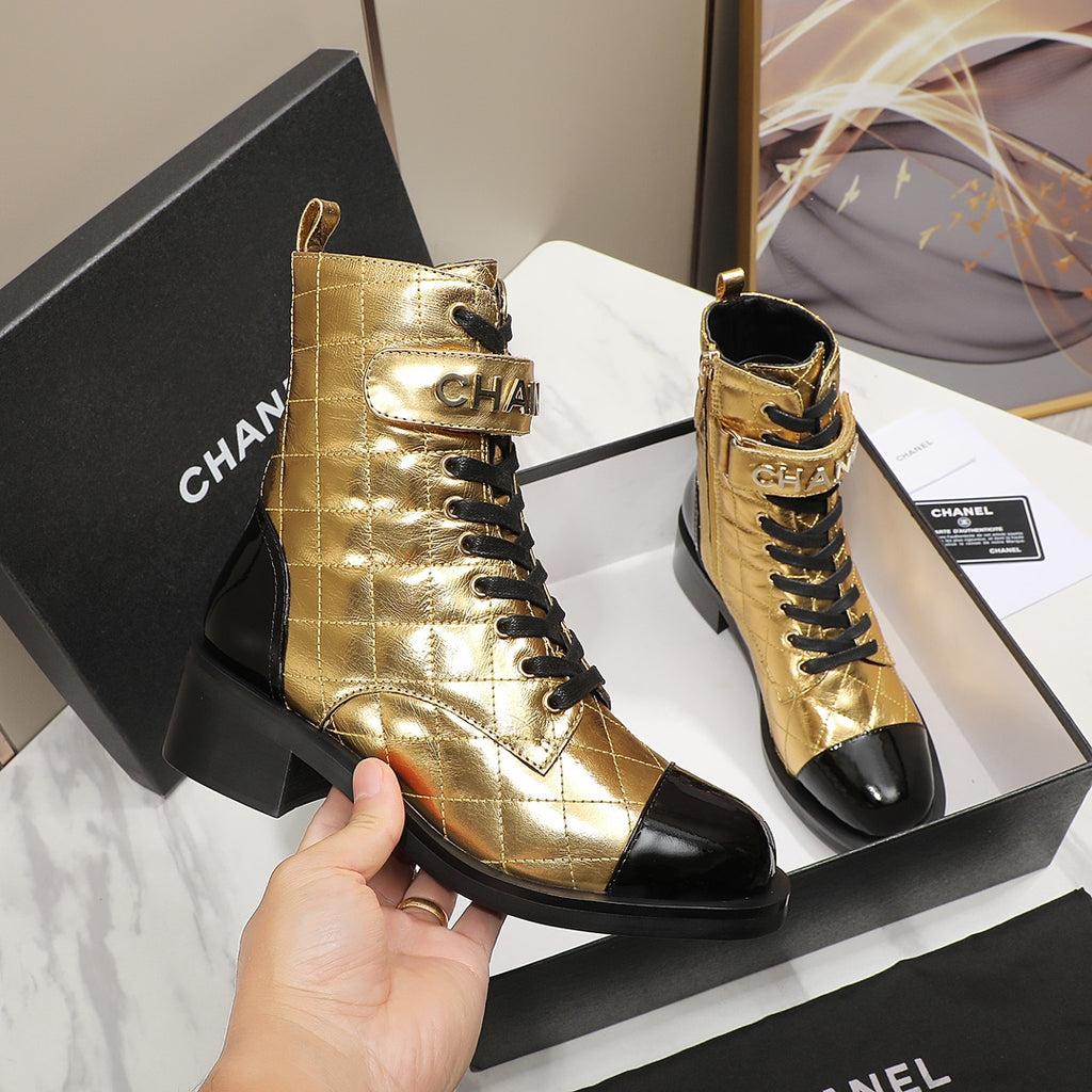 fashion rhombus gold and siLer cowhide boots 0724101707