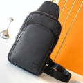 L fashionable black leather chest bag 0725052709
