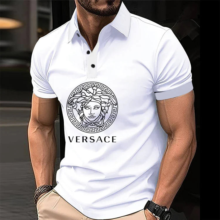 Men's Fashion Printed Polo Collar Short Sleeves 1024042516