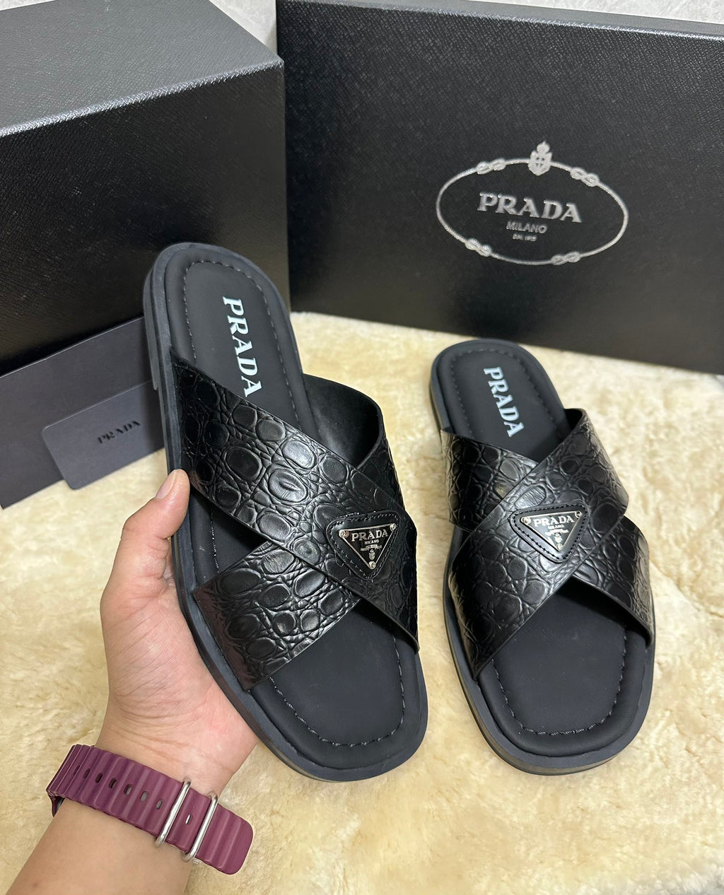 Pr Men's Crocodile Leather Slippers 0726042102