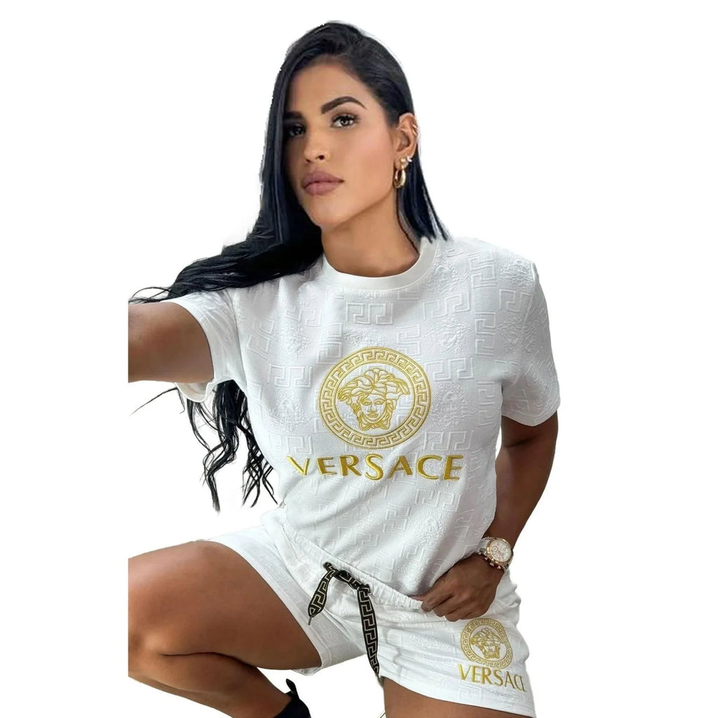 Fashion Trend New Embossed Short Sleeve Shorts Suit 1024062107