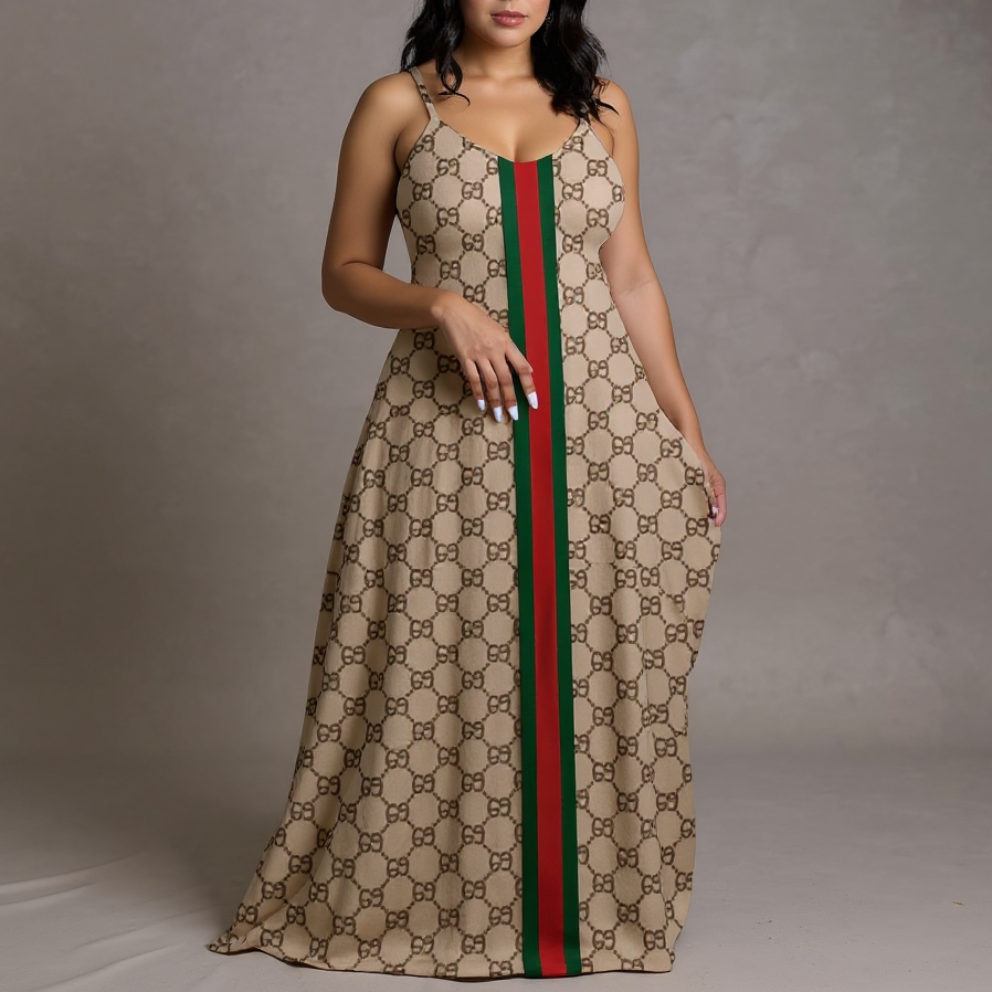 Classic Print V-Neck Pocket Cami Dress 3D1025063023