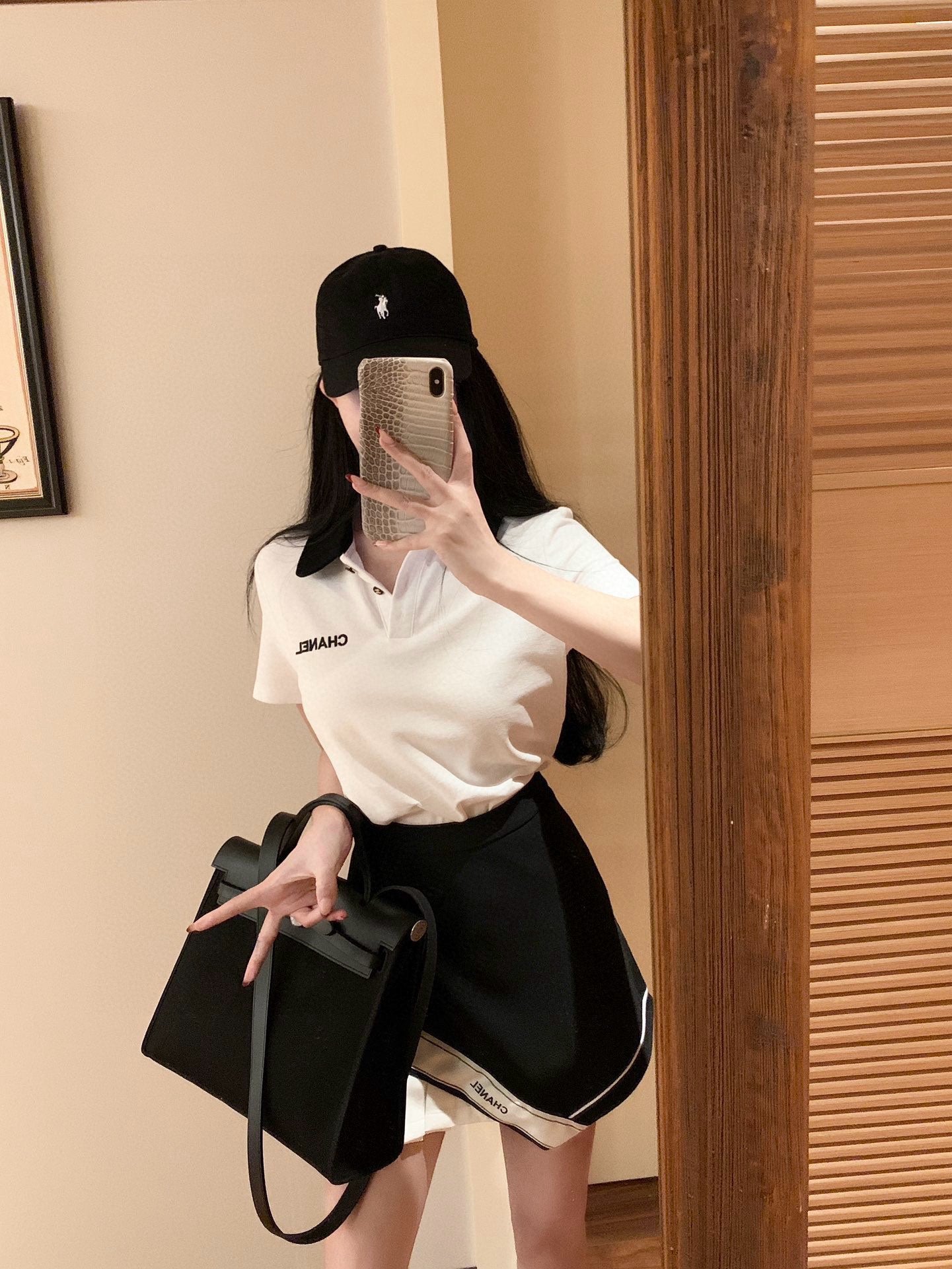 suit letter embroidery contrasting color polo collar short-sleeved T-shirt 0724050903