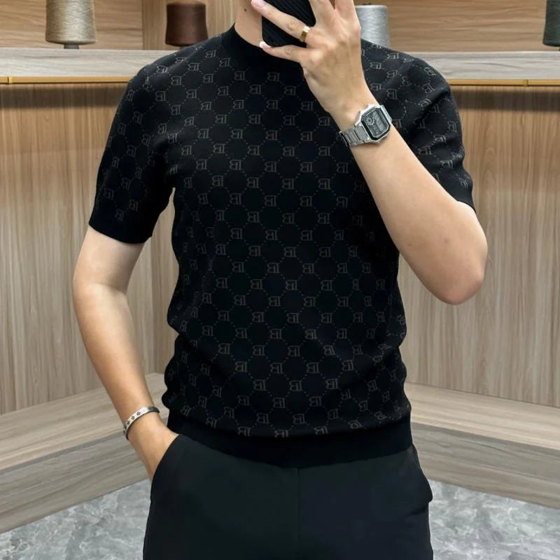 New Fashion Men's All-match Casual Knitted Short-sleeved 1024032110