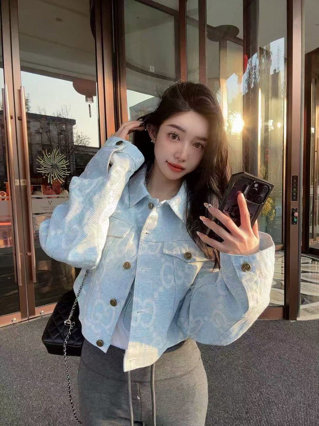 fashion print denim jacket 0725022805