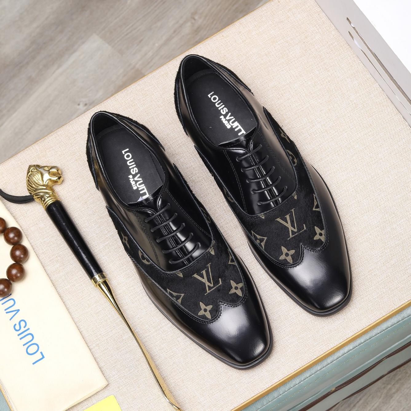 L fashion splicing suede printing business leather shoes 0725031011