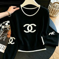 New Women's CC Contrast Trim Short Sweater PD1326102618