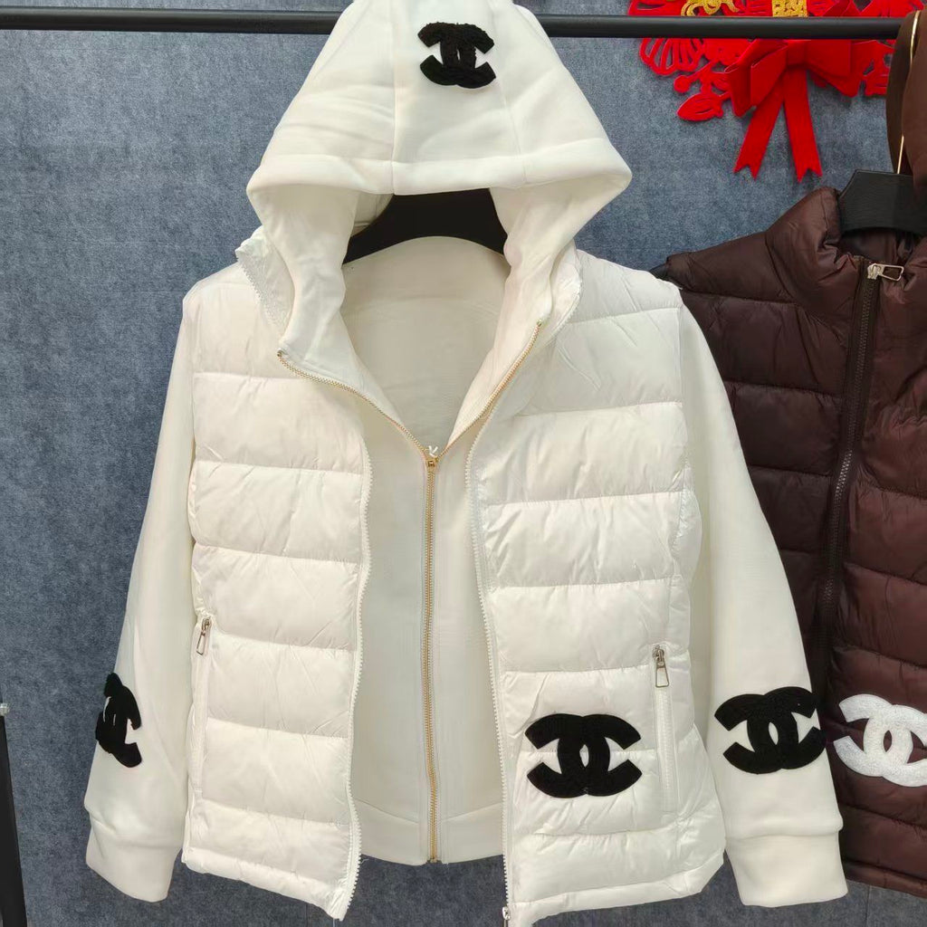 New Versatile CC Patch Sleeve Hooded Puffer Jacket PD1326102615