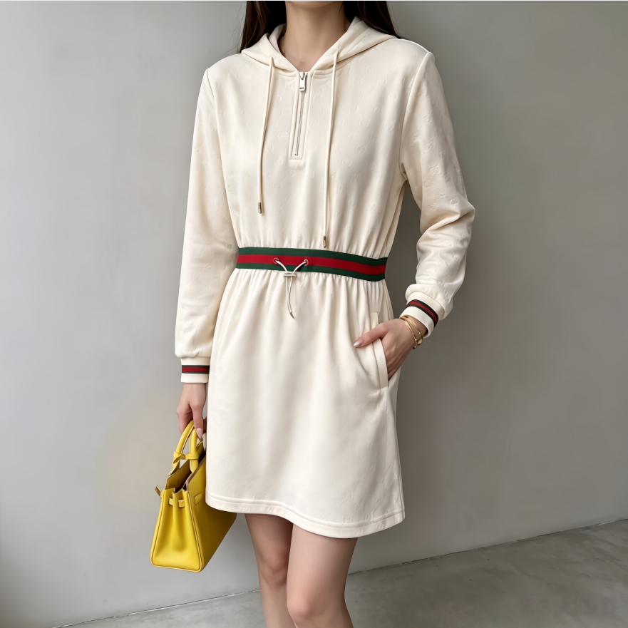 New Fashion Women's Hooded Drawstring Waist Dress PD1326091009