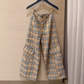 New Fashion Women's Plaid Cargo Wide Leg Pants PD1326091008