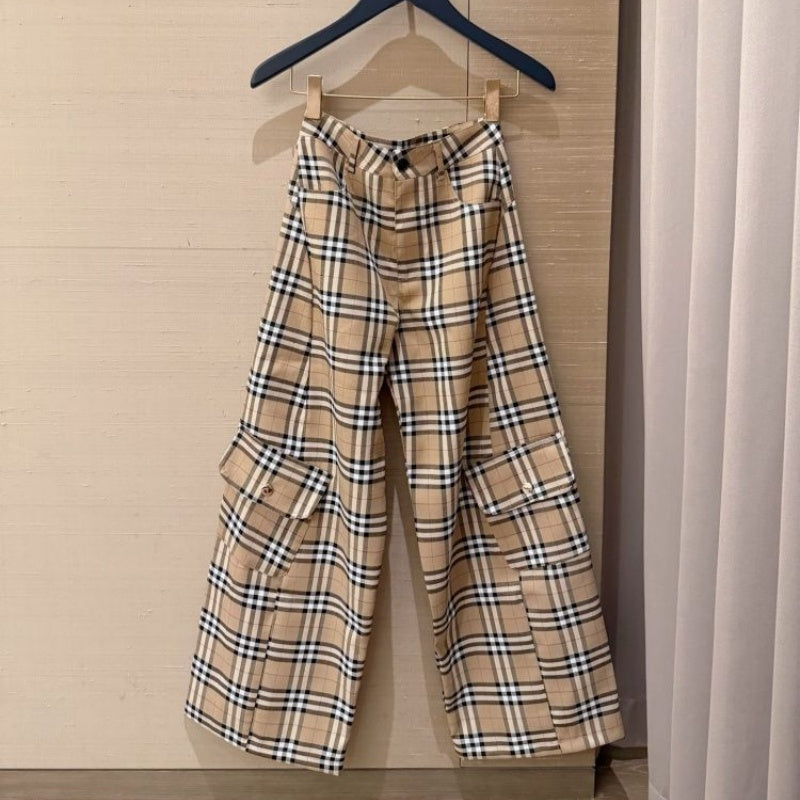 New Fashion Women's Plaid Cargo Wide Leg Pants PD1326091008