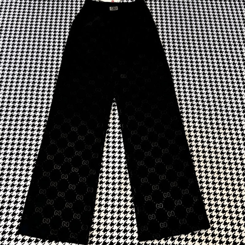 New Fashion Women's High Waist Jacquard Wide Leg Pants PD1326091007