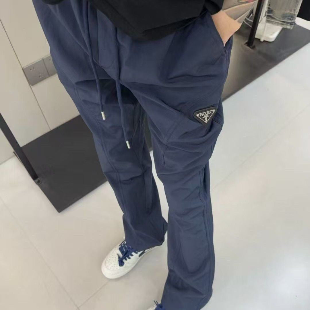 New Fashion Men's Fleece Lined Triangle Logo Flared Casual Pants PD1326102118