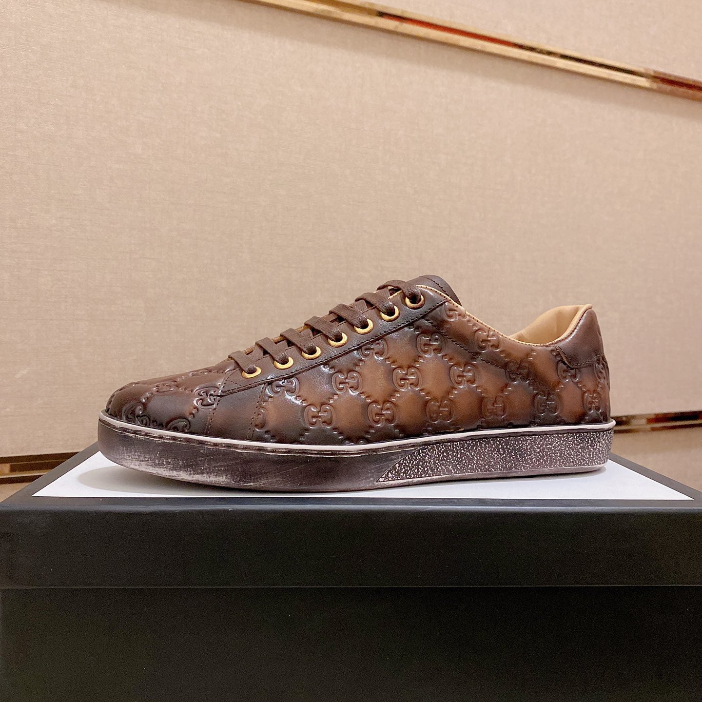 Men's Brown Print Casual Sneakers