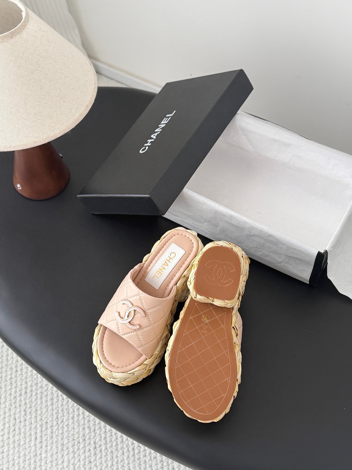 Stylish women's platform woven slippers 0726051901