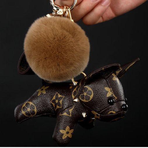 Cute Leather Dog Pendant Keychain 0823121104