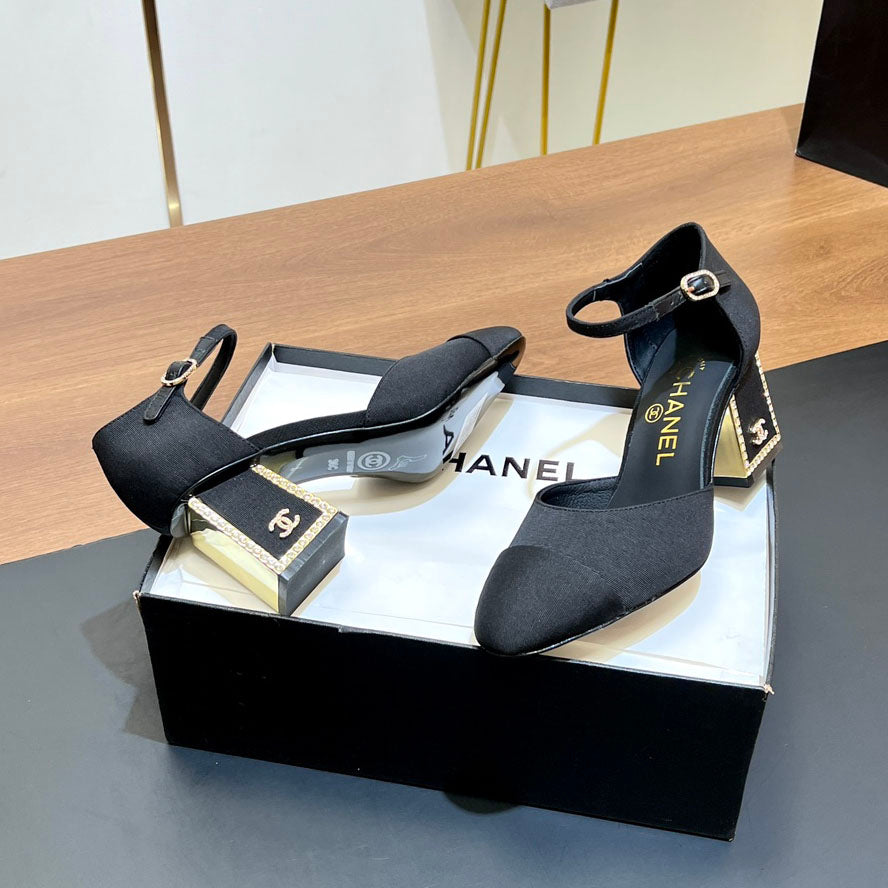 Rhinestone square heel high heels 1824082802