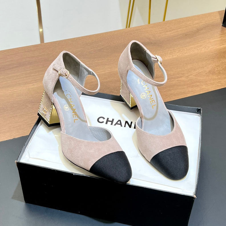Rhinestone square heel high heels 1824082802