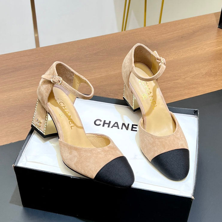 Rhinestone square heel high heels 1824082802