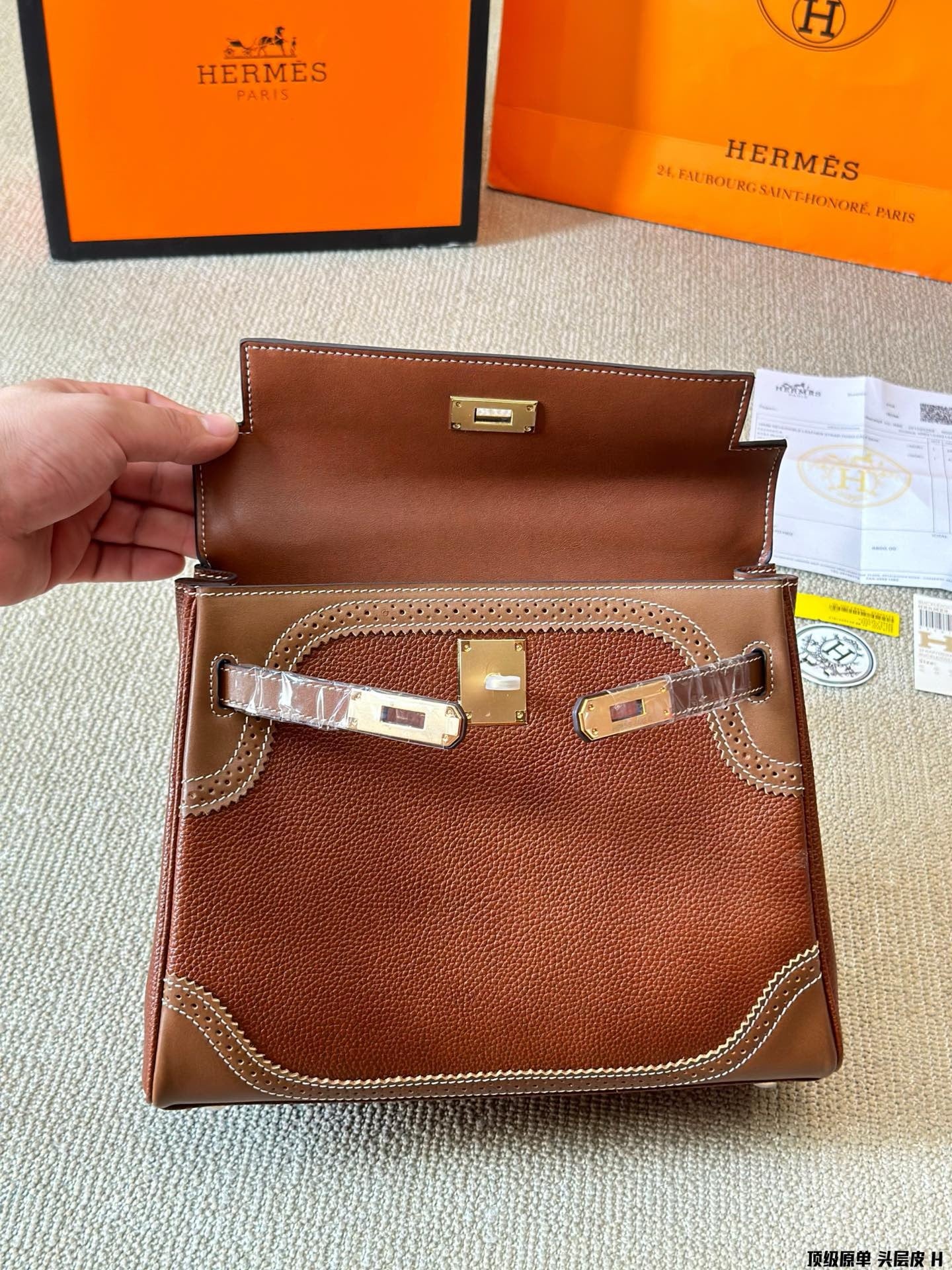 H Pure cowhide fashion Kelly bag 0724101019
