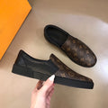 Brown casual print slip-on loafers