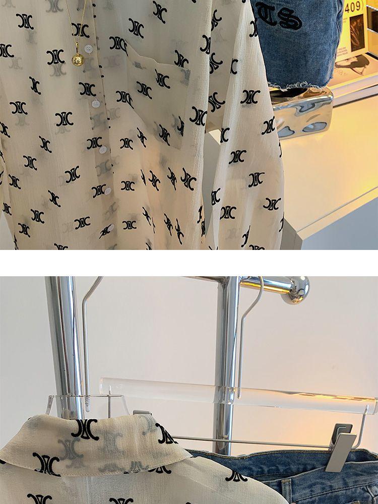 Fashion Versatile Full Print Long Sleeve Shirt Thin Top 1024060504