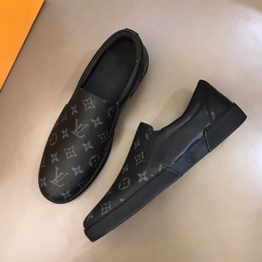 Brown casual print slip-on loafers