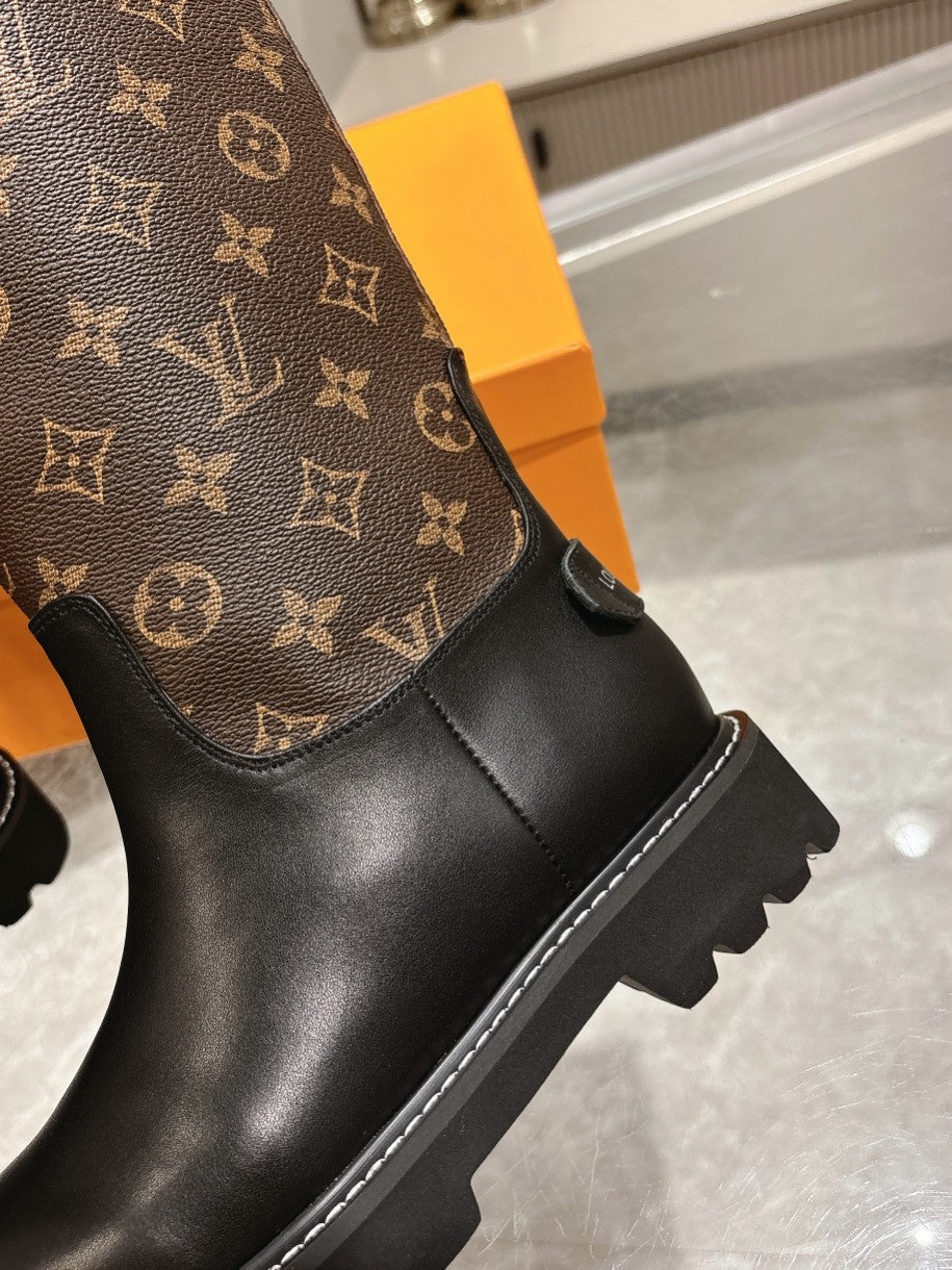 L stylish custom printed leather mid-calf boots 0724102310