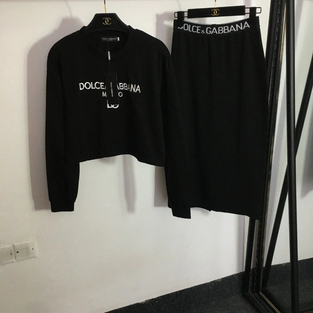 Women's Embroidered Loosen Sweat Straight Long Skirt Suit 1024111109
