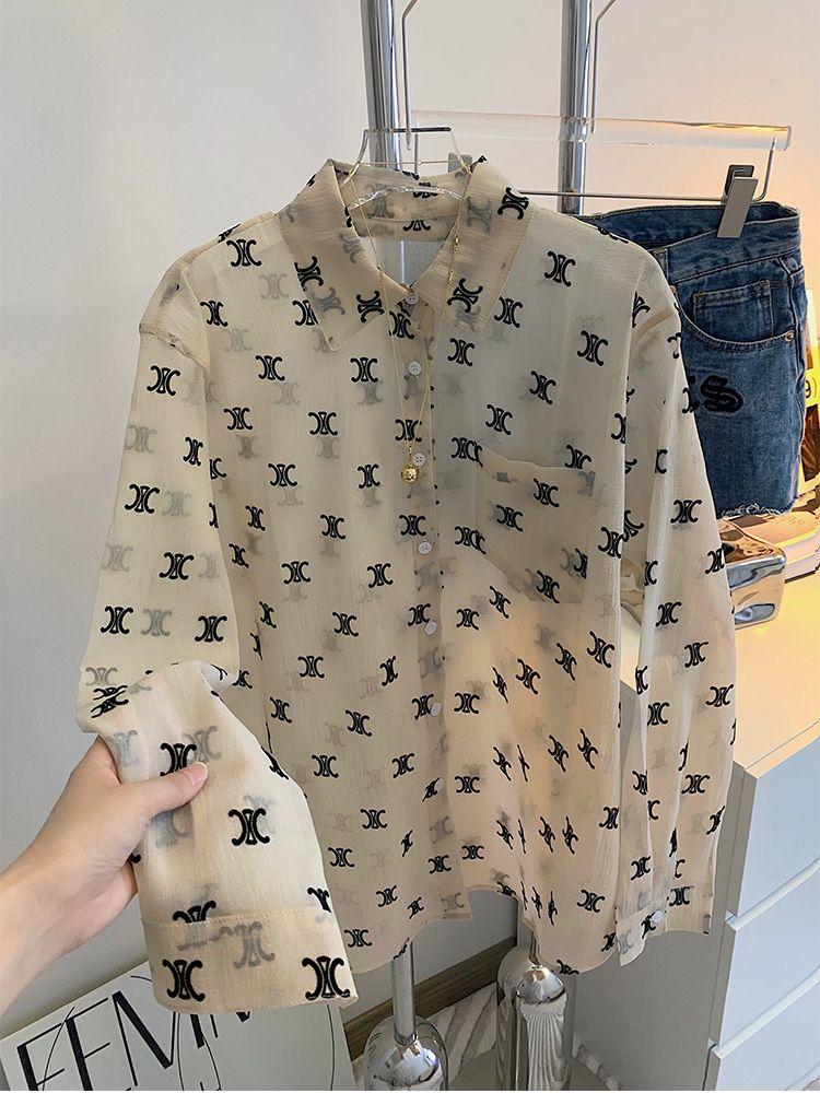 Fashion Versatile Full Print Long Sleeve Shirt Thin Top 1024060504
