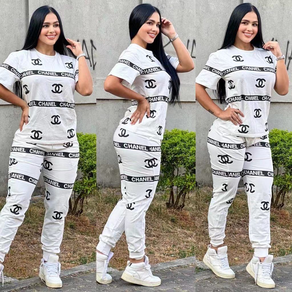 Fashionable Solid Color Trendy Casual Printed Two-piece 1024061901
