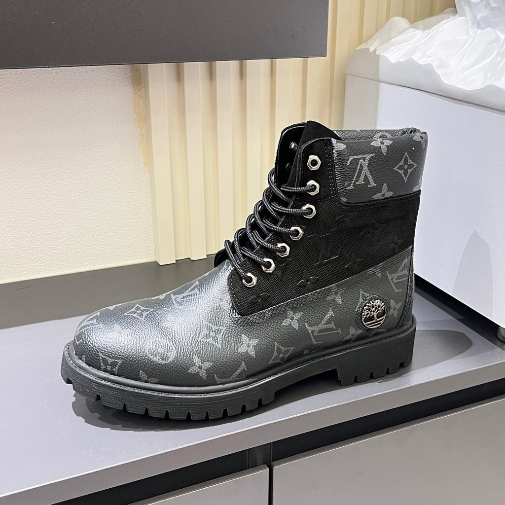 New Black and Brown V Logo Men's bootsPD052024090603