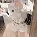 New Slim-Fit Skinny Chain-Detail Denim Shorts 1026052009