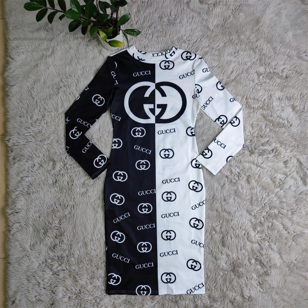 Sexy printed slim fit hip-huing dress XC0823110101