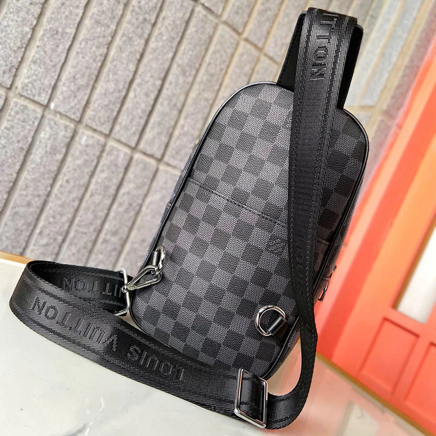 Luxury plaid vintage men's casual chest bag 1024071702