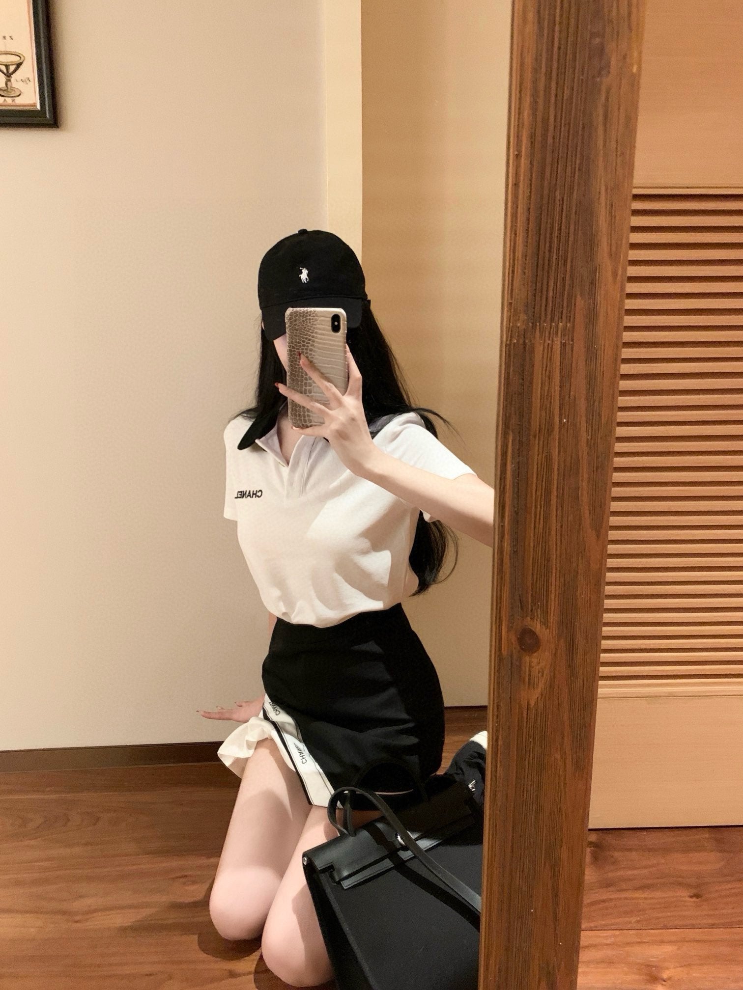 suit letter embroidery contrasting color polo collar short-sleeved T-shirt 0724050903