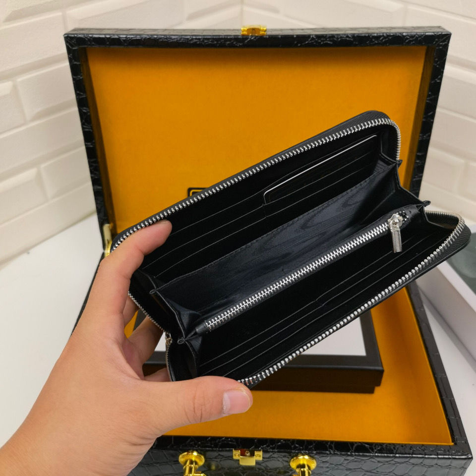 Men's New Wallet Men's Leather Long Wallet Zipper Bag S09