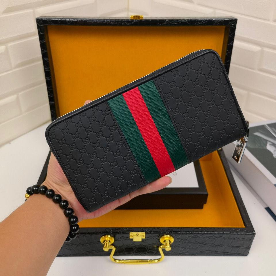 Men's New Wallet Men's Leather Long Wallet Zipper Bag S09