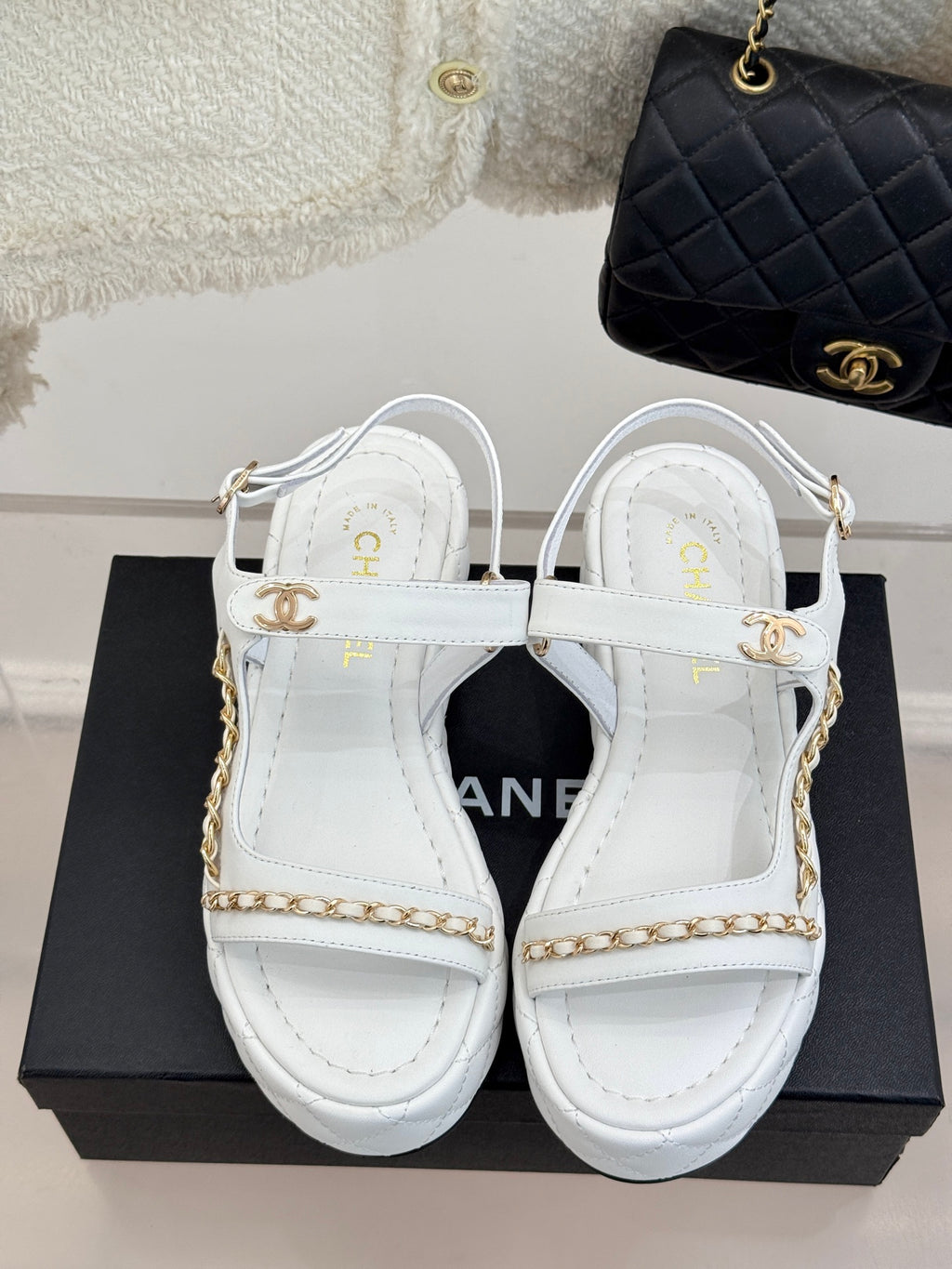 Diamond chain thick-soled platform sandals 0725031110
