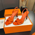 New Leather H Logo Women's High Heeled PD052024022704