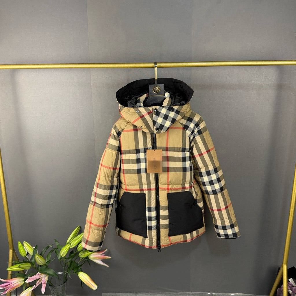 New Versatile Plaid Hooded Puffer Jacket PD1326102613