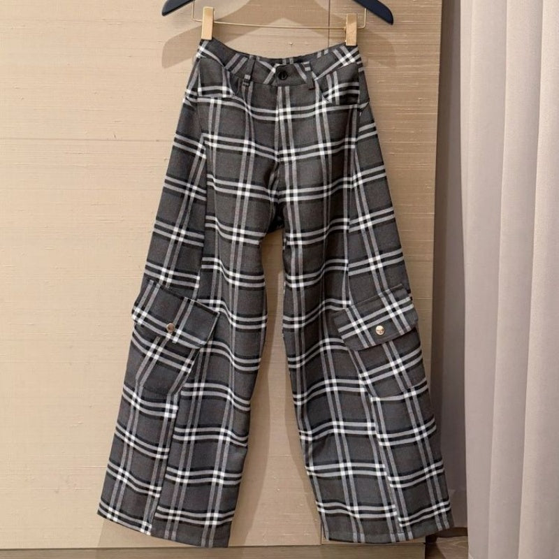 New Fashion Women's Plaid Cargo Wide Leg Pants PD1326091008