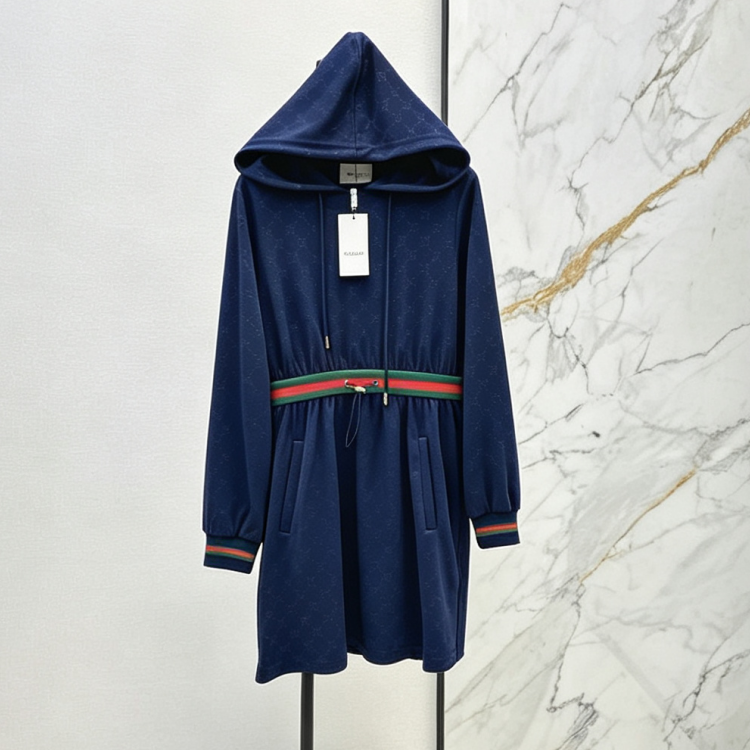 New Fashion Women's Hooded Drawstring Waist Dress PD1326091009