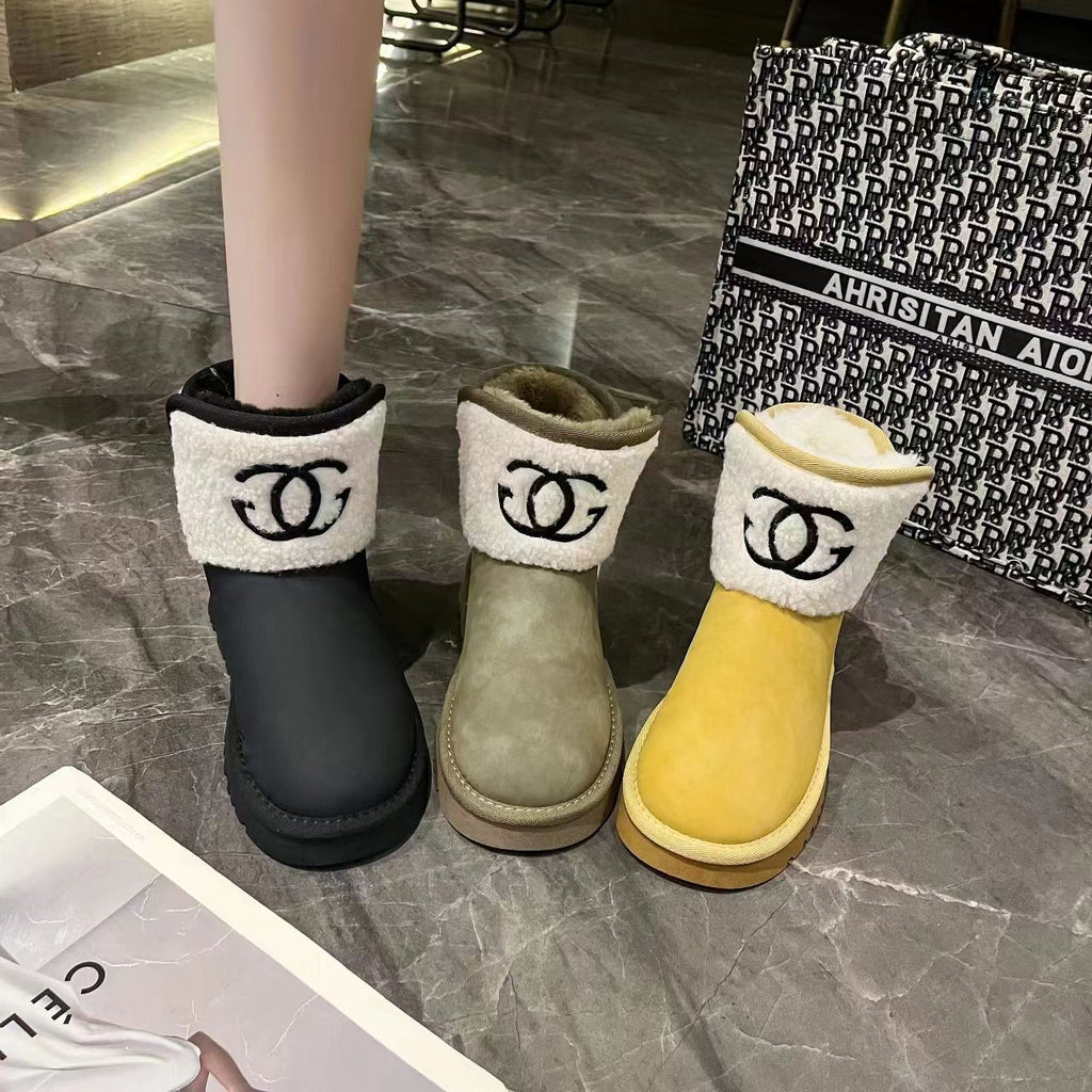 Warm Thickened Letter Lamb Wool Short Boots 0823112312