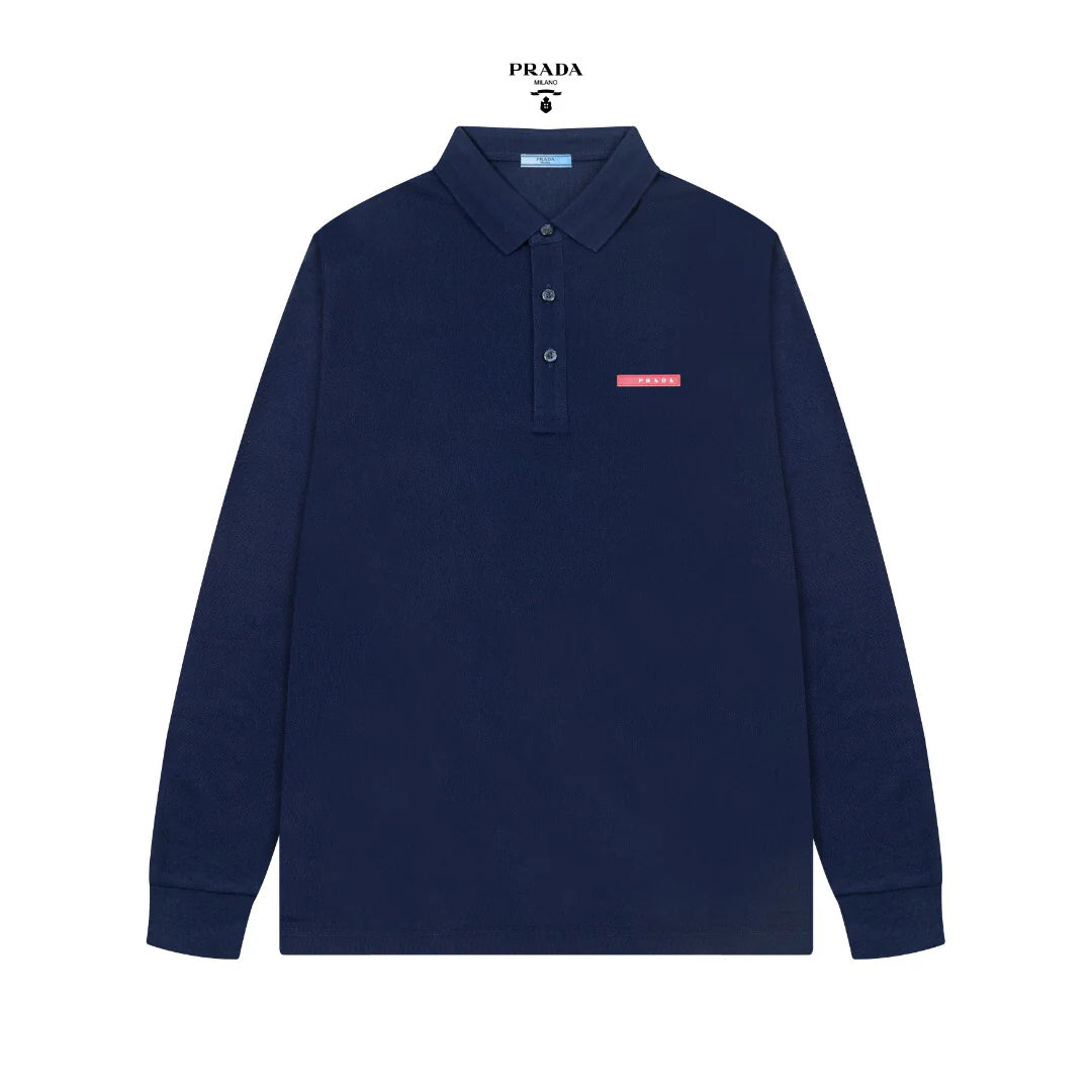 New Men's Business Casual Long-Sleeve Collared Polo Shirt 1025110407