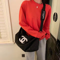 Large black travel shoulder crossbody bag XC0823101707