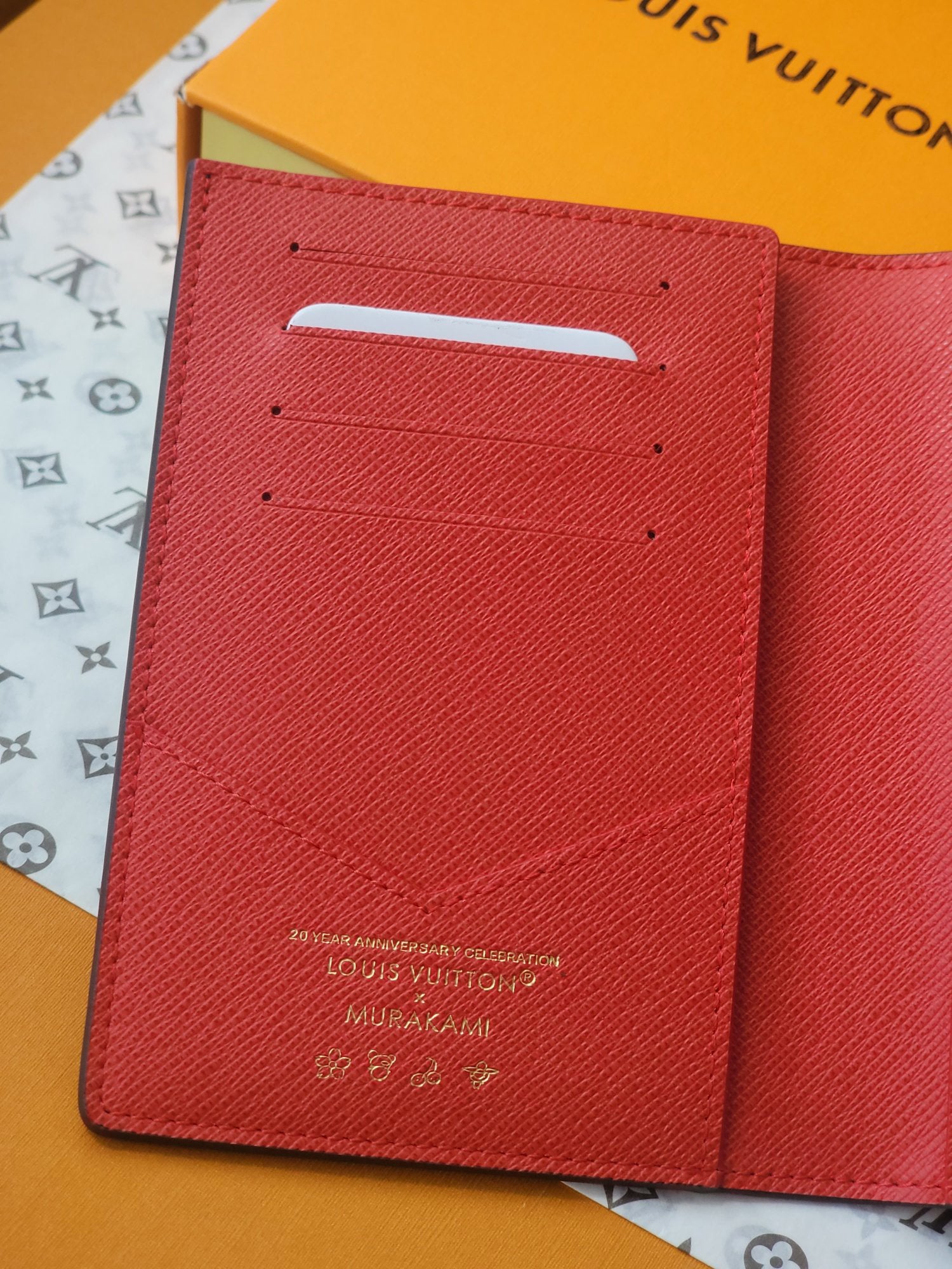 L & V Stylish Cowhide Cherry Passport Card Bag  M0726051901